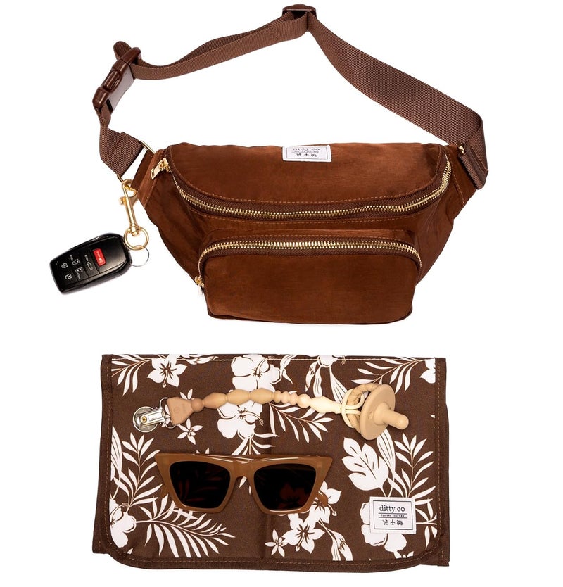 Ditty Co Store . Small Diaper Bag - Portable Changing Pad - Crossbody Bags For Women - Baby Wipe Holder - Baby Travel Essentials (Chocolate Brown) - Image 4